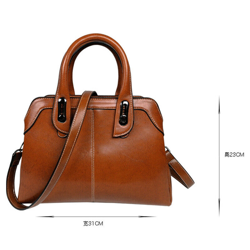 Oil Wax Leather Elegant Women's Handbags Tote Sling Shoulder Bag Crossbody Bag
