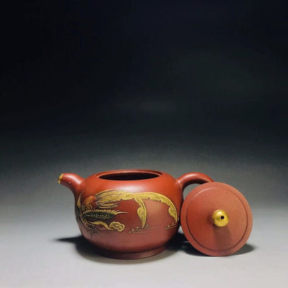 vintage chinese yixing purple clay teapot zisha ceremony carving Collectible art