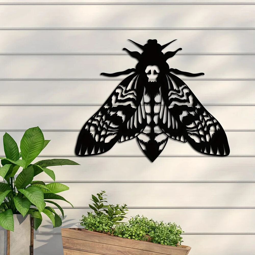 Metal Gothic Death Head Moth Art Wall Decor Moth Metal Art Metal Moth Sign Moth