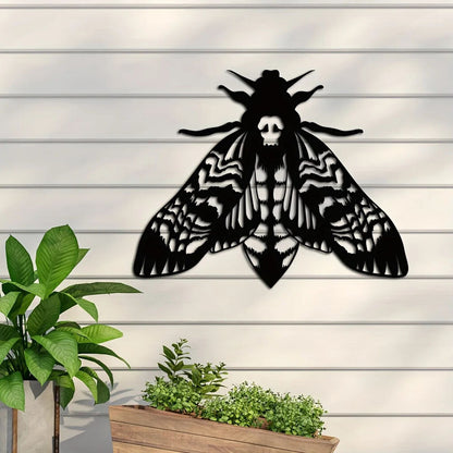 Metal Gothic Death Head Moth Art Wall Decor Moth Metal Art Metal Moth Sign Moth