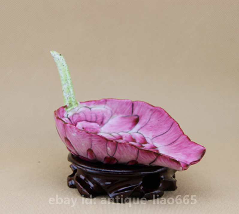 6.7" Chinese Famille-rose Porcelain Lotus Flower Tea Shovel Tea-things 秋操杯荷叶纪念铲
