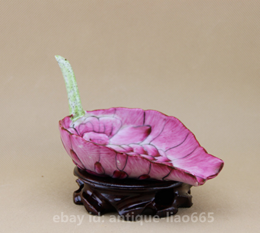 6.7" Chinese Famille-rose Porcelain Lotus Flower Tea Shovel Tea-things 秋操杯荷叶纪念铲