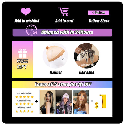 Long Wavy Wigs with Bangs Cosplay Party Synthetic Hair Wigs for Black Women