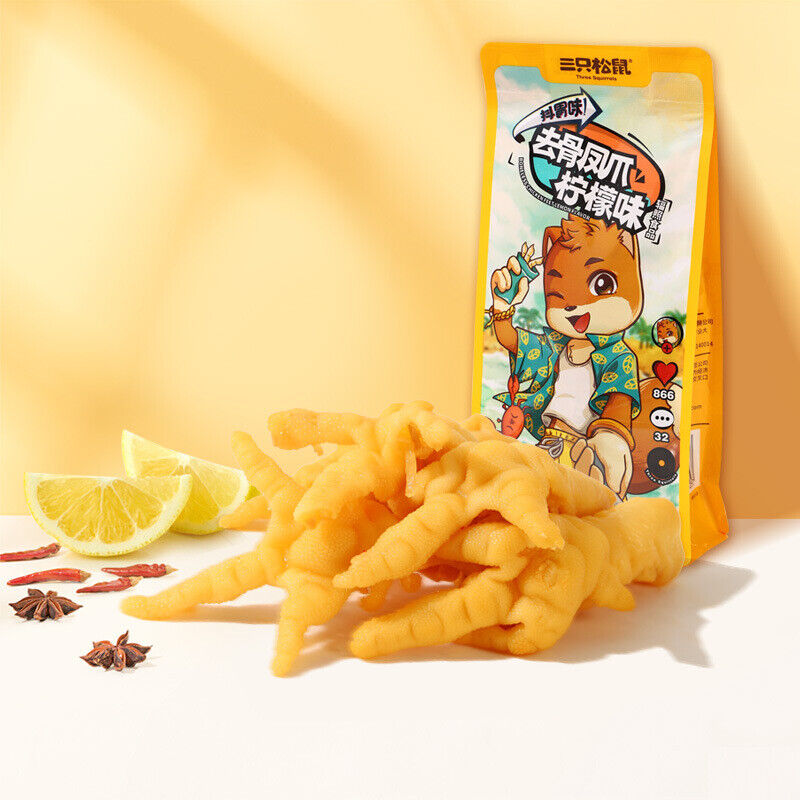 Three Squirrels Boneless Phoenix Claw Lemon Flavored 110g Snacks and Snacks