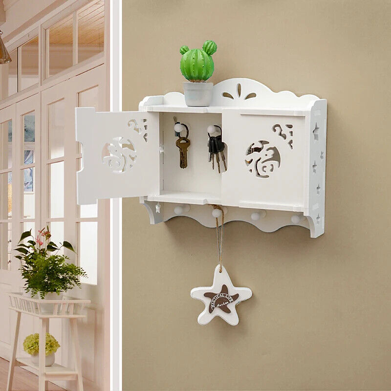 Key Holder Wood Box Organizer Mini Cabinet Frame Hanging Living Room Decorations