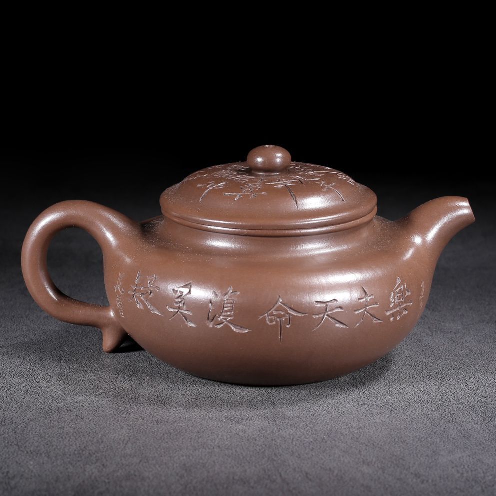 Vintage Chinese Yixing Purple Clay Teapot Zisha Ceremony Carving Collectible Art