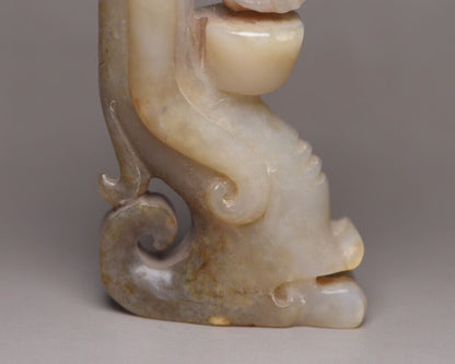 Old Peking Chinese Hetian Jade Carved Exquisite Statue Unique Wonderful Art Work