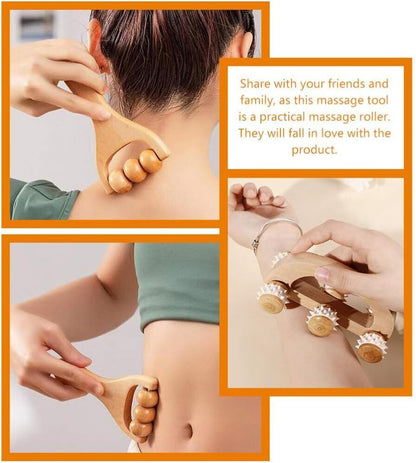 Wooden Massage Roller Manual Back Massager Handheld for Neck Leg Pain 3 Pieces