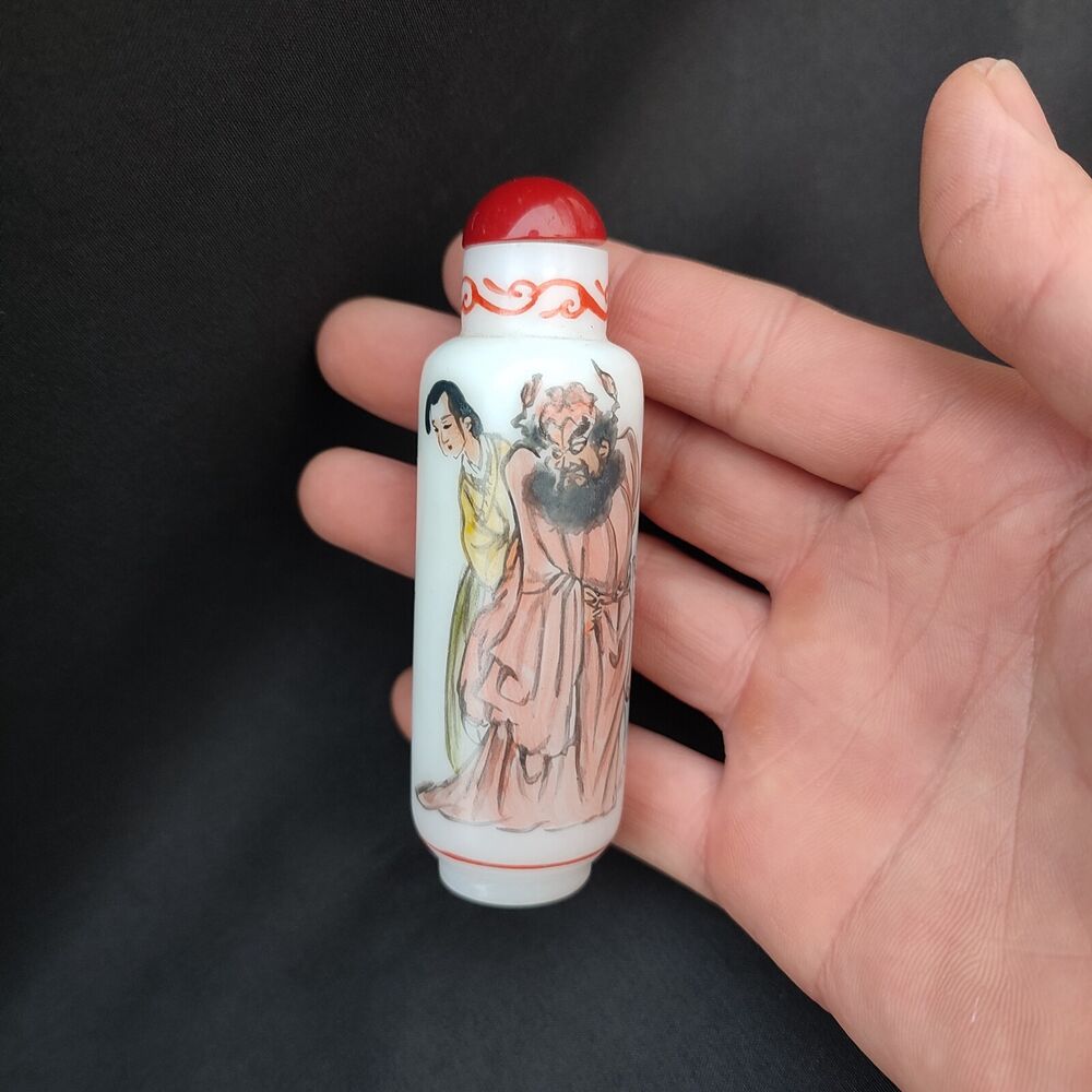 Peking Glass Snuff Bottle Painting Chinese Zhong Kui Spirit Ghost Rare Figurine