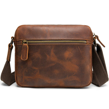 Crazy Horse Leather Men's 8" Shoulder/Messenger Bag Vintage Sling Crossbody Bags