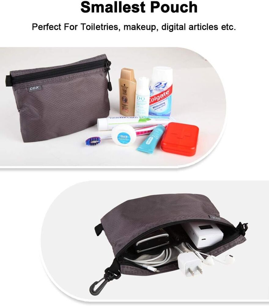 GOX Travel Toiletry Bag for Men Carry On Packing Organizer Zipper Pouch Grey