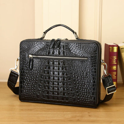 Genuine leather crocodile handbag large capacity men's briefcase business bag