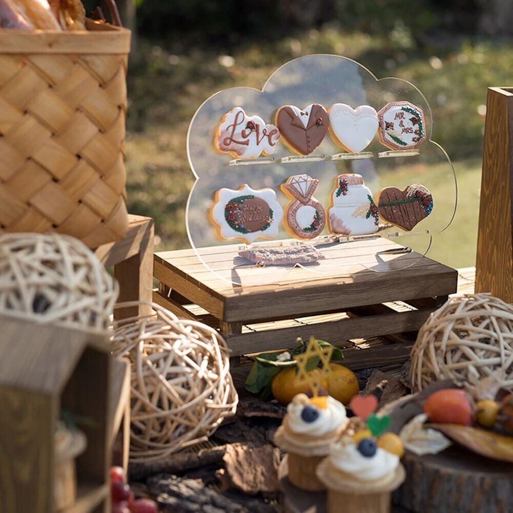 Cookies Display Rack Acrylic Dessert Donut Biscuit Pastry Stand Holder 36x25x5cm