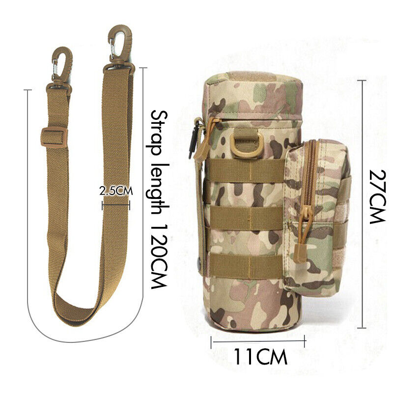 Tactical Molle Water Bottle Pouch Kettle Climbing Waist Shoulder Bag Outdoor