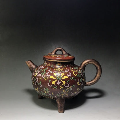 Chinese Yixing Zisha Clay Handmade Exquisite Teapot（三足如意壶）