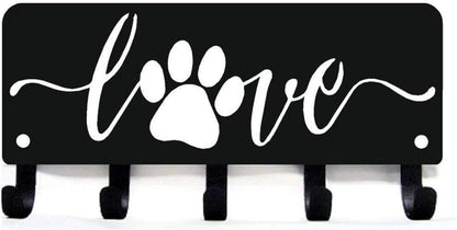 Puppy Dog Love Key Rack Hanger & Organizer - 6 inch/9 inch Wide Metal Wall Art