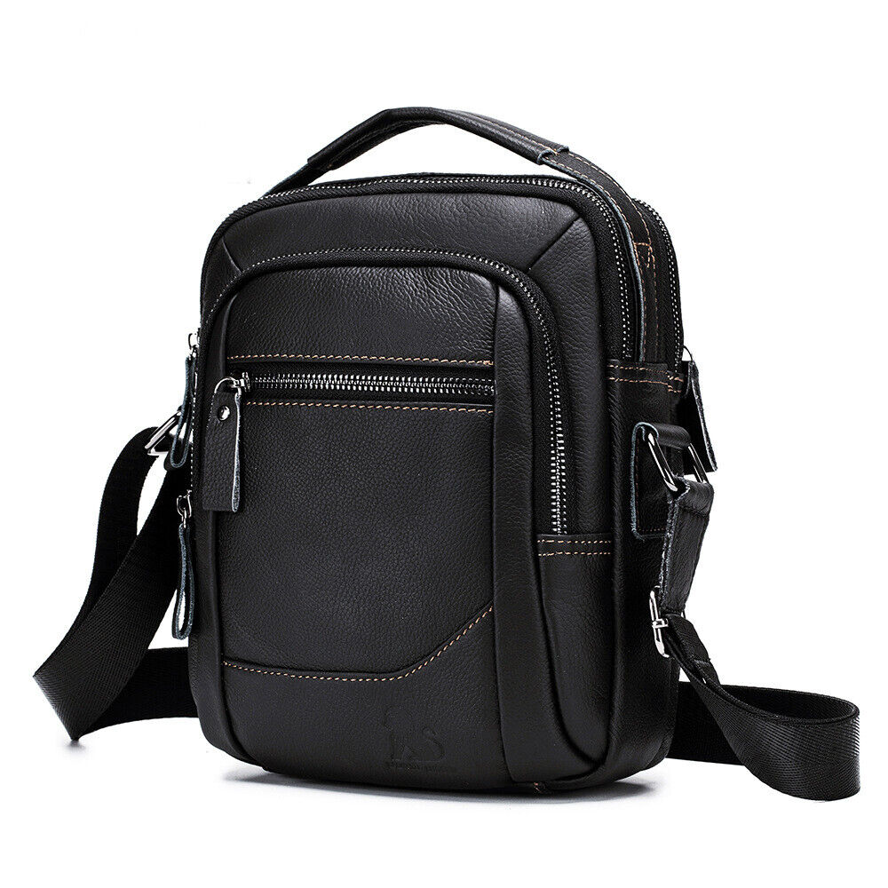 100% Genuine Leather Men's Sling Shoulder Bag Messenger Bag 8" Handbag Crossbody