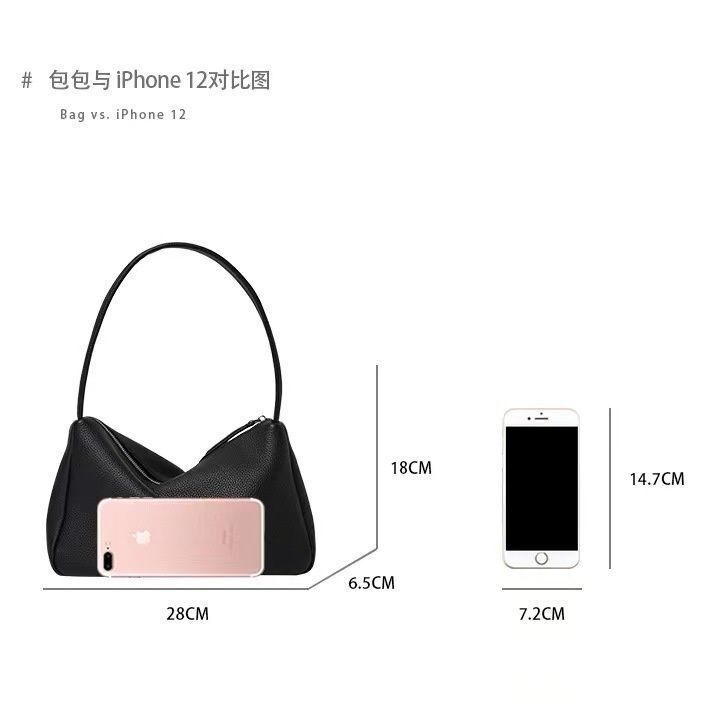 First Layer Cowhide French Single Shoulder Underarm Bags Soft Hobo Bag Leather