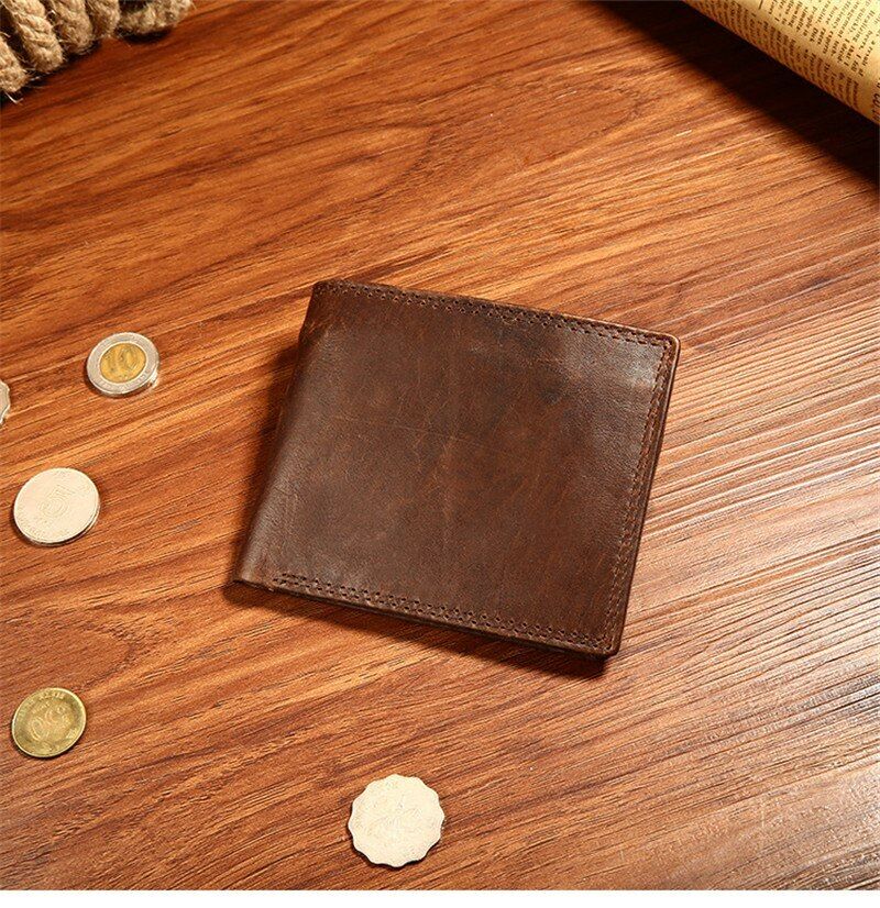 Men's Genuine Leather Wallet Multi-card Clamps Purse Cash Clip Card & ID Holders