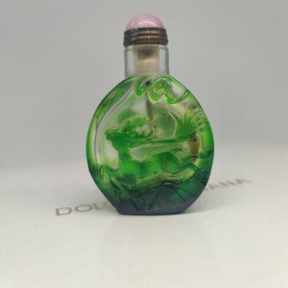 Collections Beijing Chinese Glass Snuff Bottle Carved Deer Moose Reindeer Statue