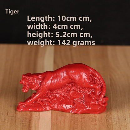 1Pc Cinnabar Handcarved Twelve Chinese Zodiac Tea Pet Amulet Home Decoration