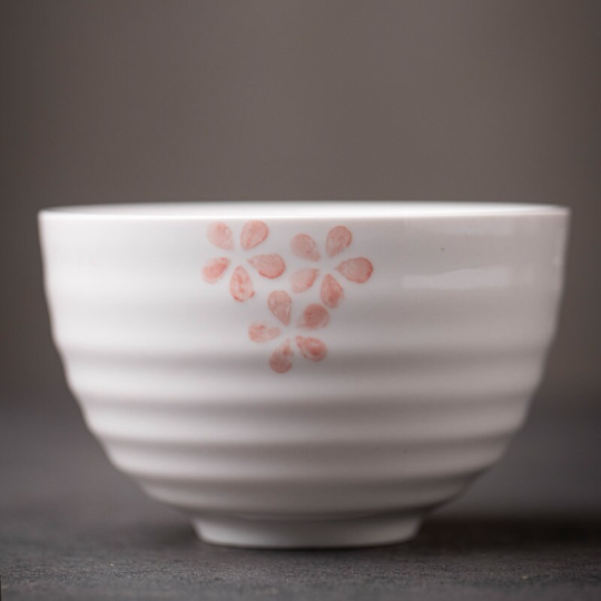 White Cherry Ceramic Matcha Set with Bamboo Whisk and Chasen Stand