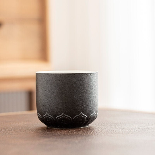 Black Crockery Ceramic Tea Cup Lotus Chinese Tea Cups