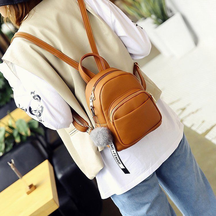 Backpack School Bag Leather Softback Waterproof Small Bags Purse Polyester Gray