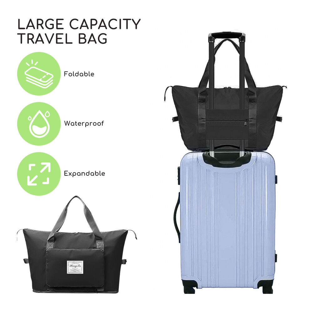 Women Large Capacity Folding Travel Duffle Bag Sport Gym Tote Handbag Waterproof