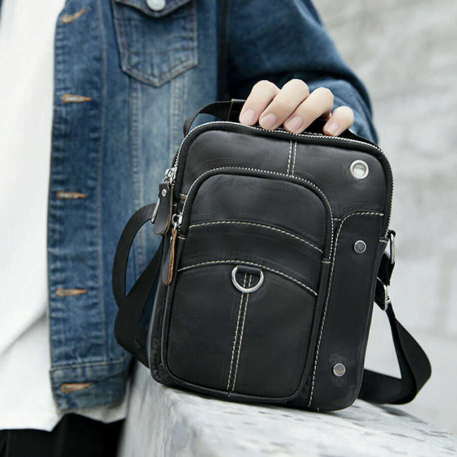 Men's Genuine Leather Small Shoulder Bag Messenger Bag Handbags Crossbody Bags