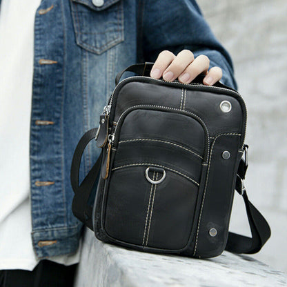 Men's Genuine Leather Small Shoulder Bag Messenger Bag Handbags Crossbody Bags