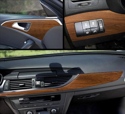 Car Sticker Vinyl Wood Grain Textured Self-Adhesive Wrap Internal Wallpaper Film