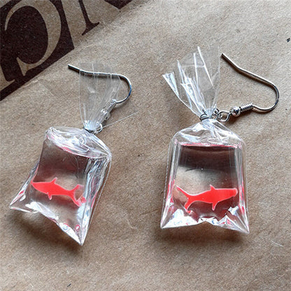 Handmade cute fish earrings water bag Dangle Hook pendant earrings g-ca