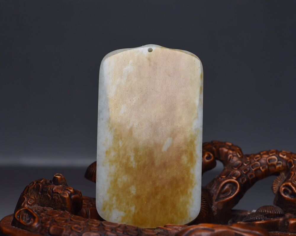Chinese Natural Hetian Jade Carved Landscape Statues Exquisite Pendant Jewelry