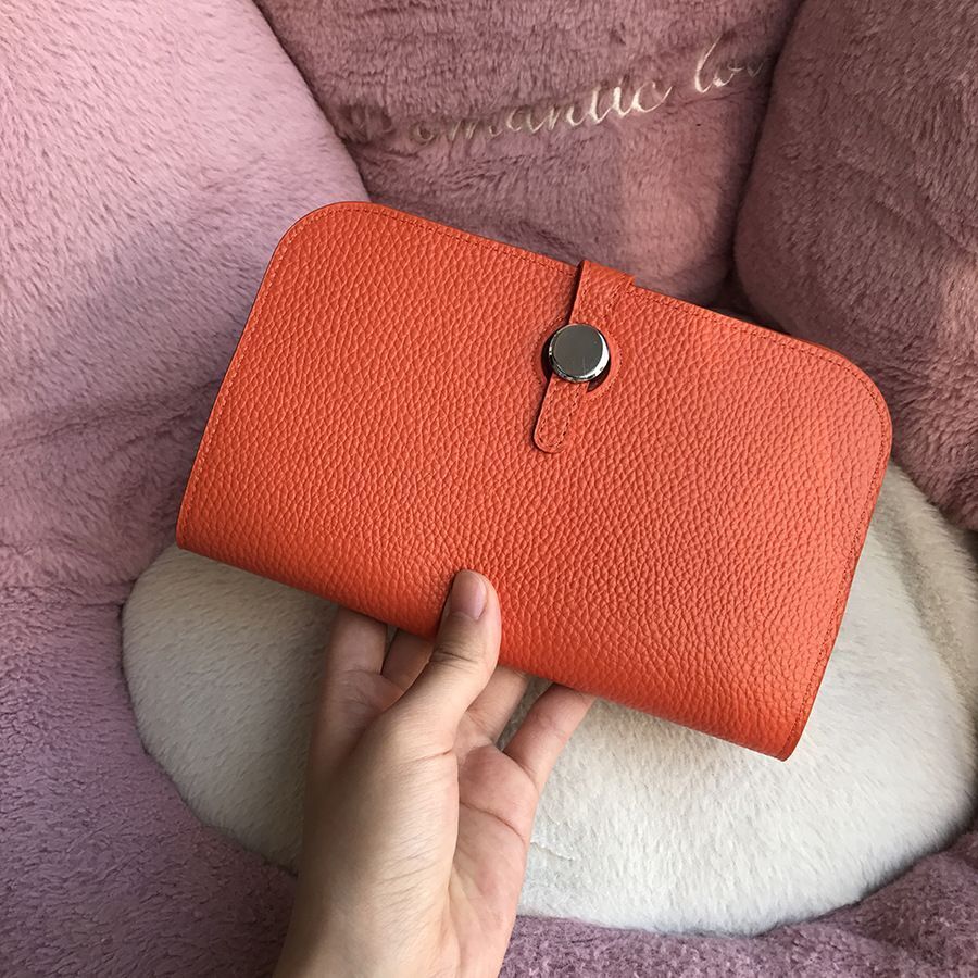 Wallets Purse Cowhide Leather Money Bags Card Holder Coin Hasp Purse 12*2*19.5CM
