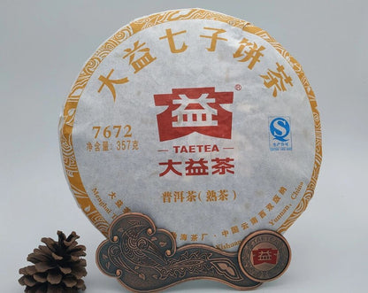 2015 Year TAETEA Pu'er 7672 Dayi Chi Tse Beeng Shu Puerh Cake Ripe Puer Tea 357g