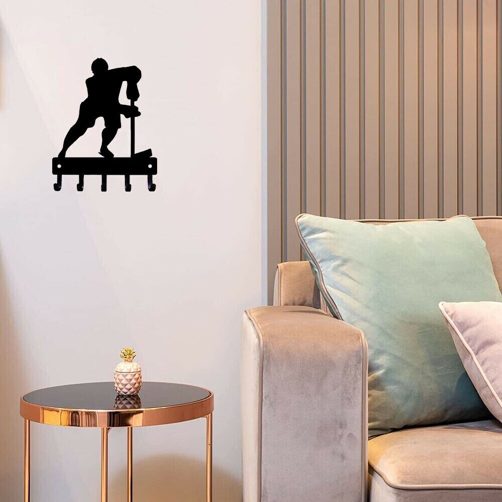 Hockey Defense Sport Key Hooks Holder Wall Mounted Hook Up Wall Art Home Decor