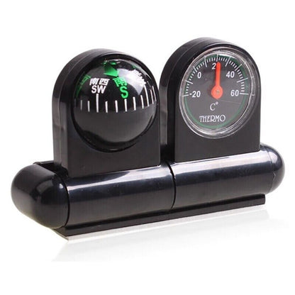 Car Compass 2 in 1 Guide Ball Thermometer Hygrometer Vehicle Ornament 87x26x52mm