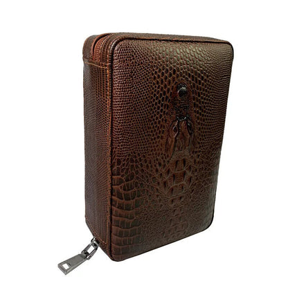 Cigar Humidor Boxes Leather Cedar Wood Smoking Travel Storage Case 13.5x8x20.5cm