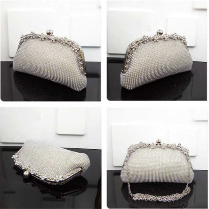 Chain Evening Bag Silver Wedding Bags Bride Women Party Handbag Clutch