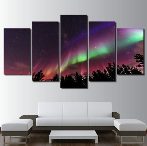 5Pcs Wall Art Canvas Painting Picture Home Decor Modern Abstract Aurora Skylight