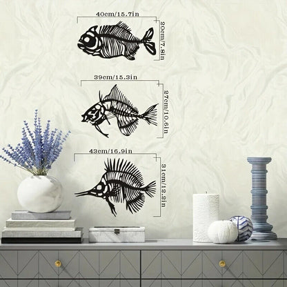 Metal Crafts Marine Fish Fishbone Ornaments Pendant Silhouette Iron Crafts