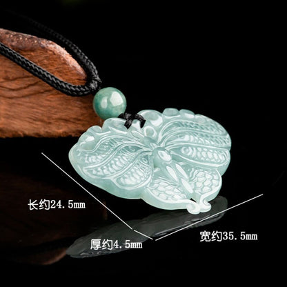 Natural Grade A Jade Jadeite Lucky Men Women Two-sided Carved Butterfly Pendant