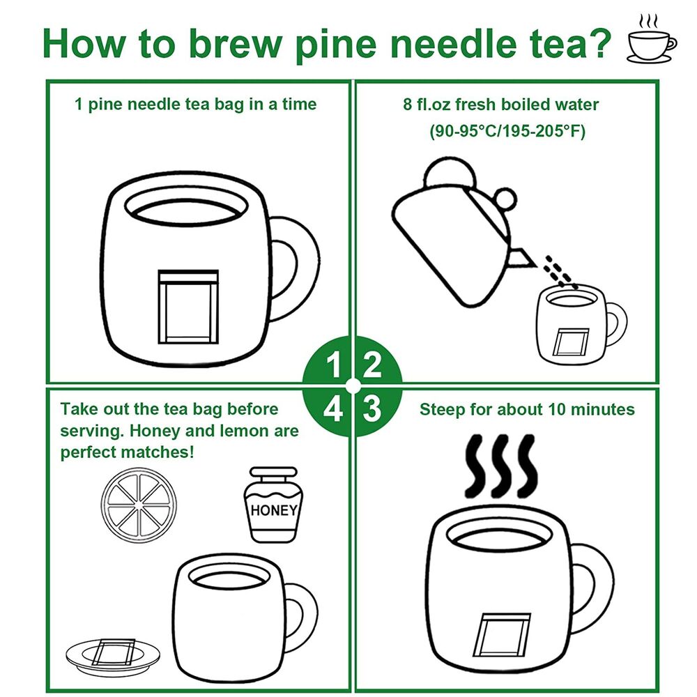 Organic Wild Masson Dried Pine Needle Tea Bags 40 Teabags 2.5g/bag