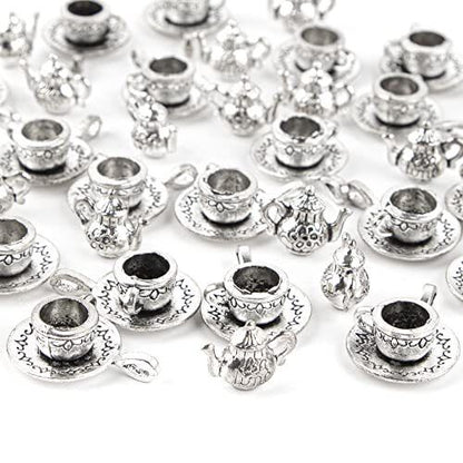 AUEAR, 40 Pack Teapot Tea Cup Charm Pendant Coffee Mug Charms for