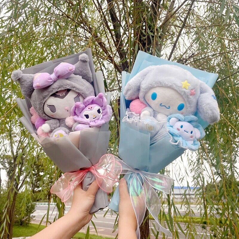 Flower Bouquet Melody Kuromi Kitty Sanrio Plush Valentines & Anniversary Wed