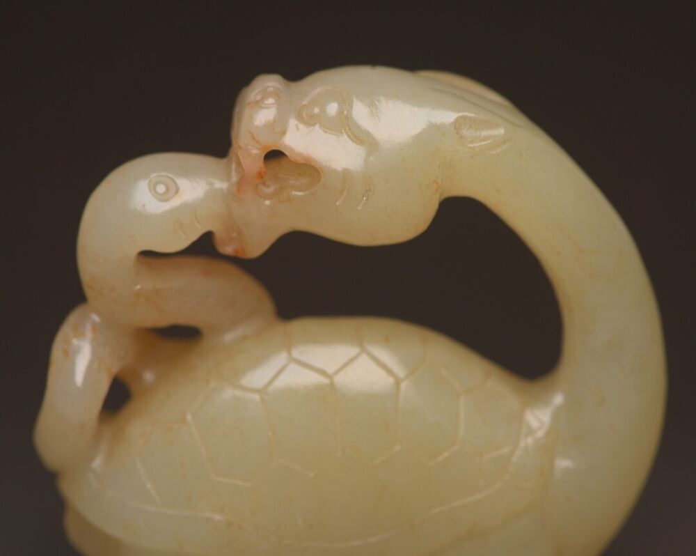 Chinese Hetian Jade Carving Dragon Turtle Statue Sculpture Nice Art Collections
