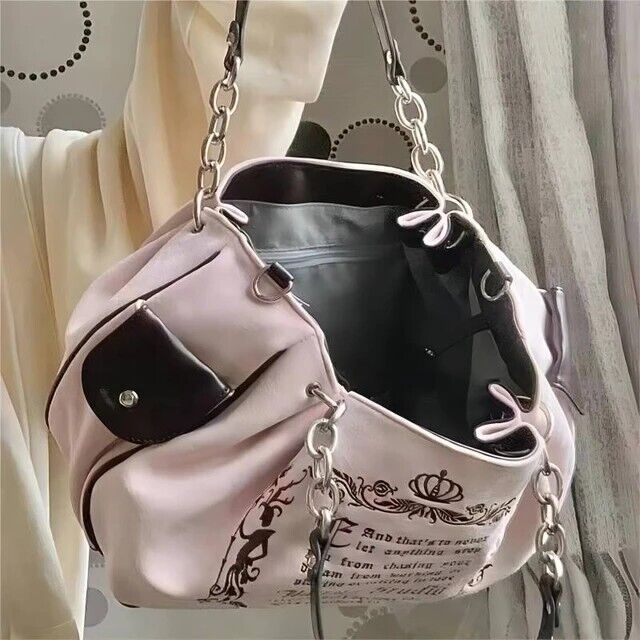 Y2K Vintage Canvas Gothic Style Tote Handbag Embroidery Letter Style Women's Bag