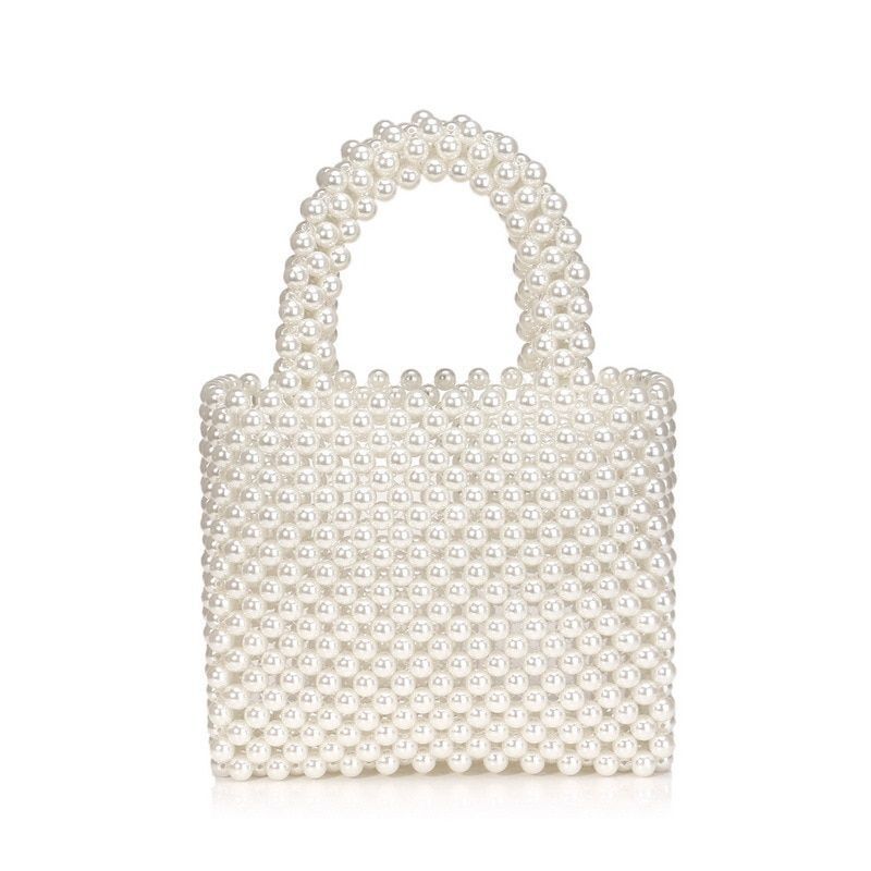 Handmade Pearl Bag Beaded Box Retro Acrylic Plastic Tote Bag Luxury Dinner Bag