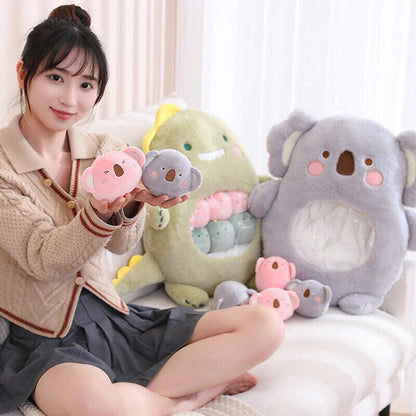6pcs Plush Toy Inside Cute Cartoon Pillow Bag Animals Toy Cushion Kids Gifts